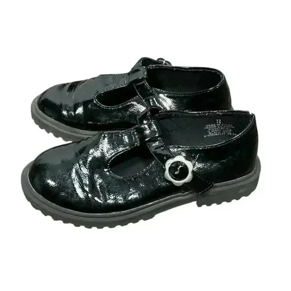 Old Navy Mary Jane Shoes Girls Size 13 Black Used - Picture 2 of 5